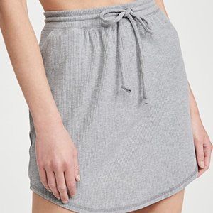 Chaser Women' Heather Gray Ribbed Midi Casual Straight Skirt NWT